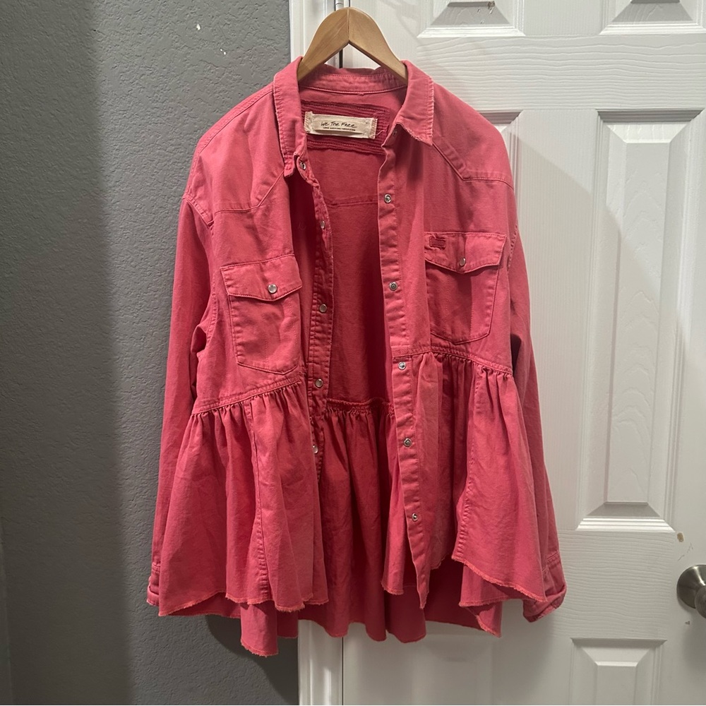 Free People pink babydoll oversized drop size large - Picture 3 of 5